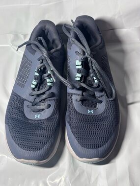 Under Armour Blueish/Gray Tennis Shoes With Light Blue Accents